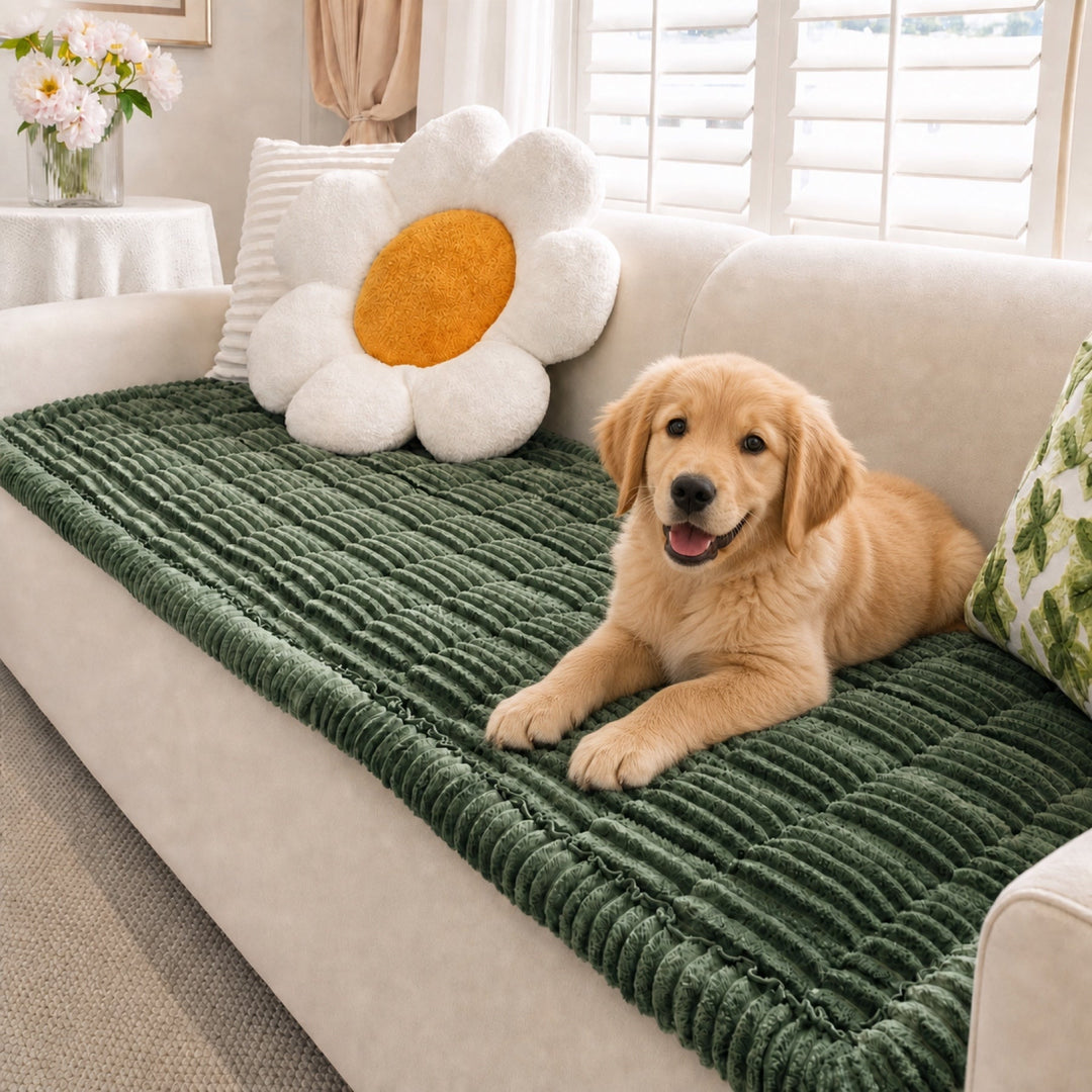 Non-Slip Sofa Cover for Dogs & Cats | Washable Flannel Pet Mat | Sofa Protector
