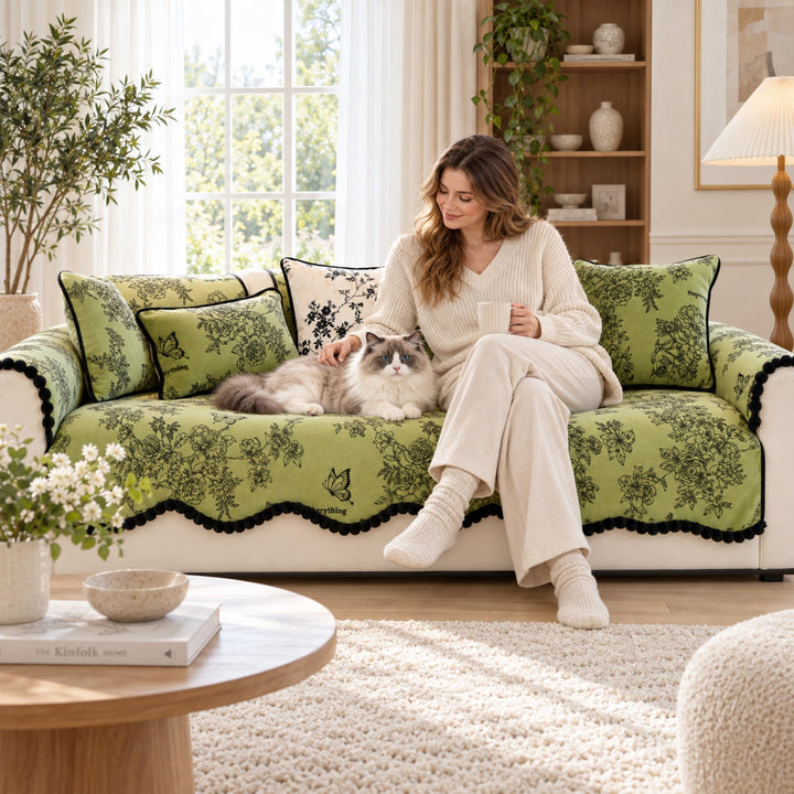 Garden Reverie Sofa Cover | Soft Plush | Non-Slip & Machine Washable
