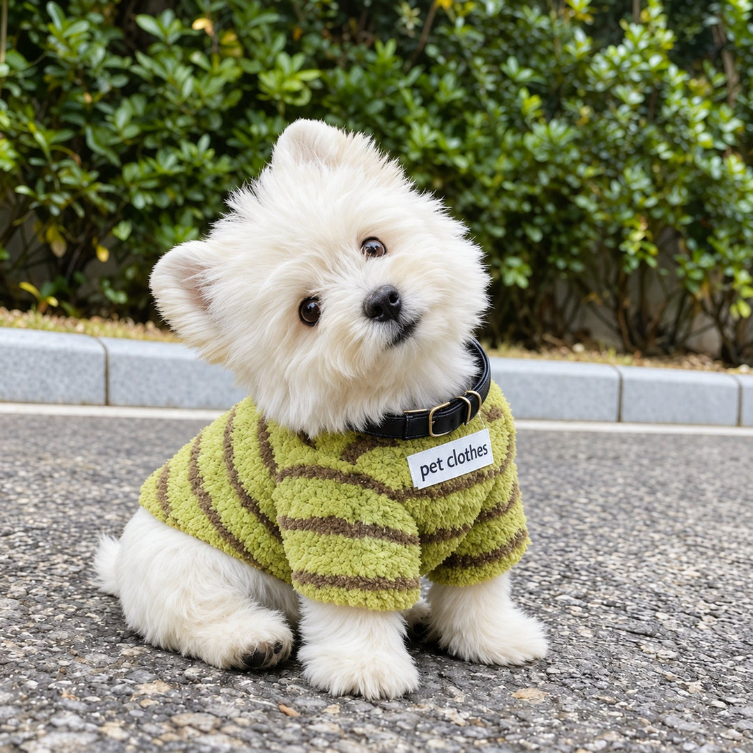 Cosy Striped Dog Jumper | Soft Fleece with Lead Ring | Autumn & Winter