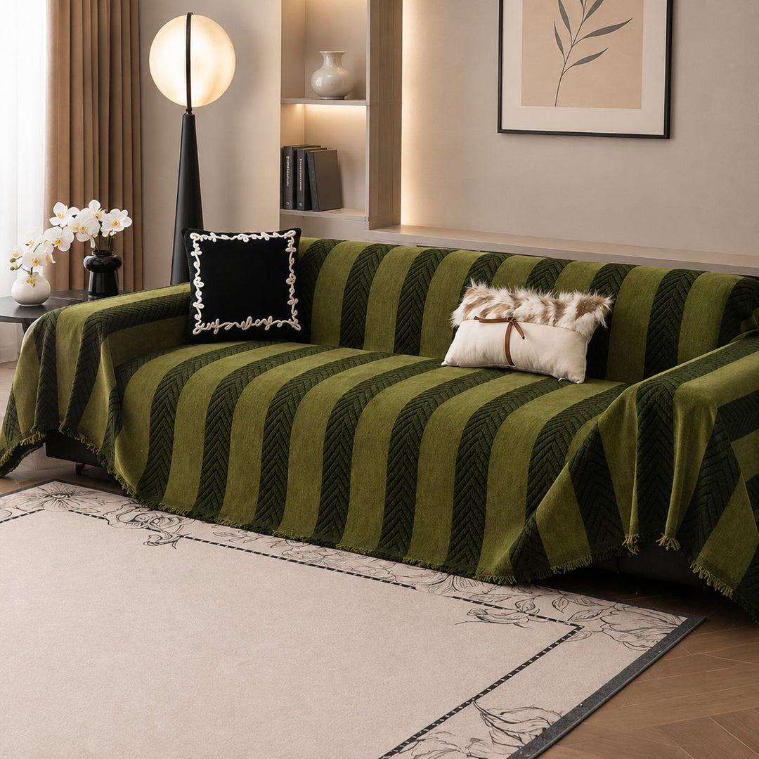 Sofa Throw | Chenille Pet Proof Couch Blanket | Non-Slip Herringbone | Washable | Dog & Cat Friendly