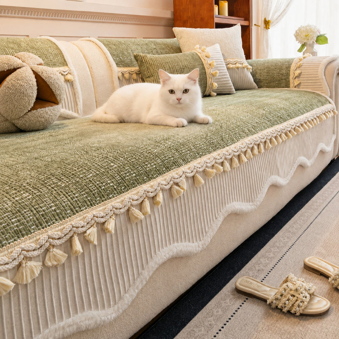 Tassel Weave Chenille Sofa Cover| Non-Slip Scratch-Resistant