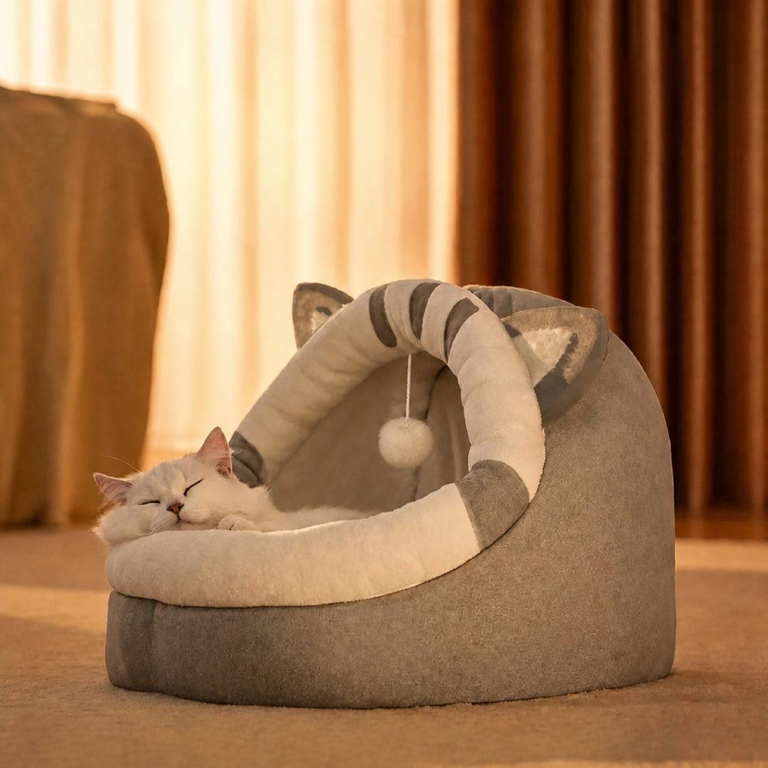 Foldable Cat House | Washable Enclosed Bed | Anti-Slip Base