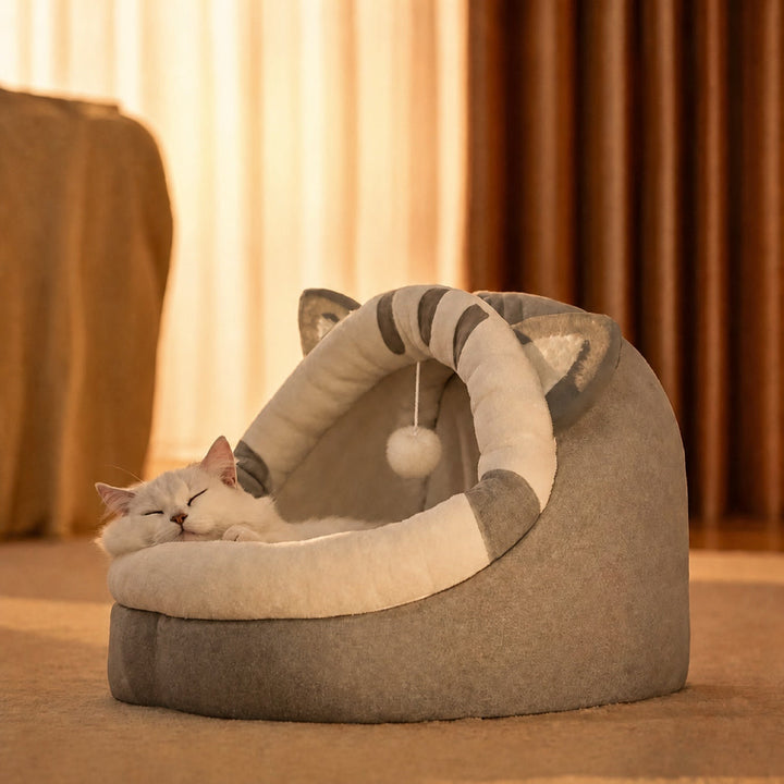 Foldable Cat House | Washable Enclosed Bed | Anti-Slip Base