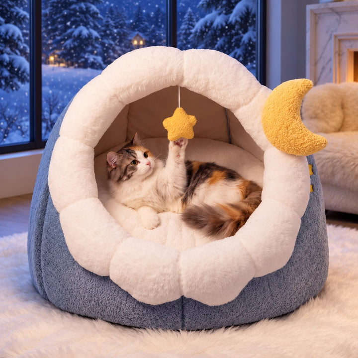 Dog Bed & Cat Bed | Moonlight Cave | Soft Plush, Washable Design & Non-Slip Base