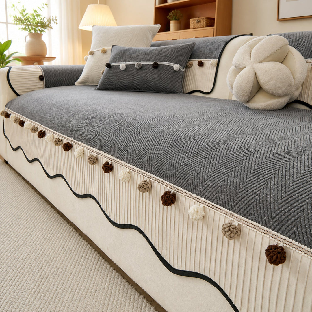 Bobble Weave Chenille Sofa Cover | Non-Slip & Machine Washable