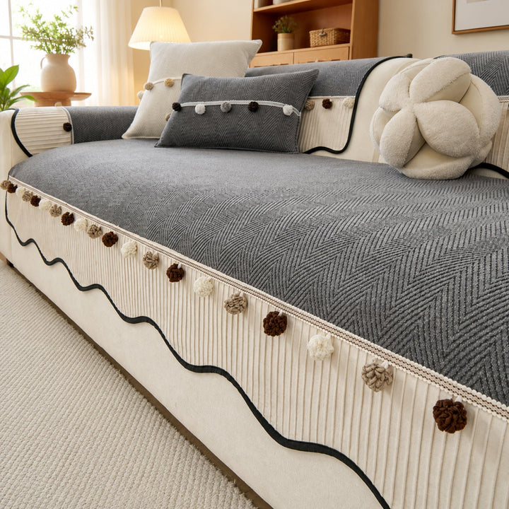 Bobble Weave Chenille Sofa Cover | Non-Slip & Machine Washable