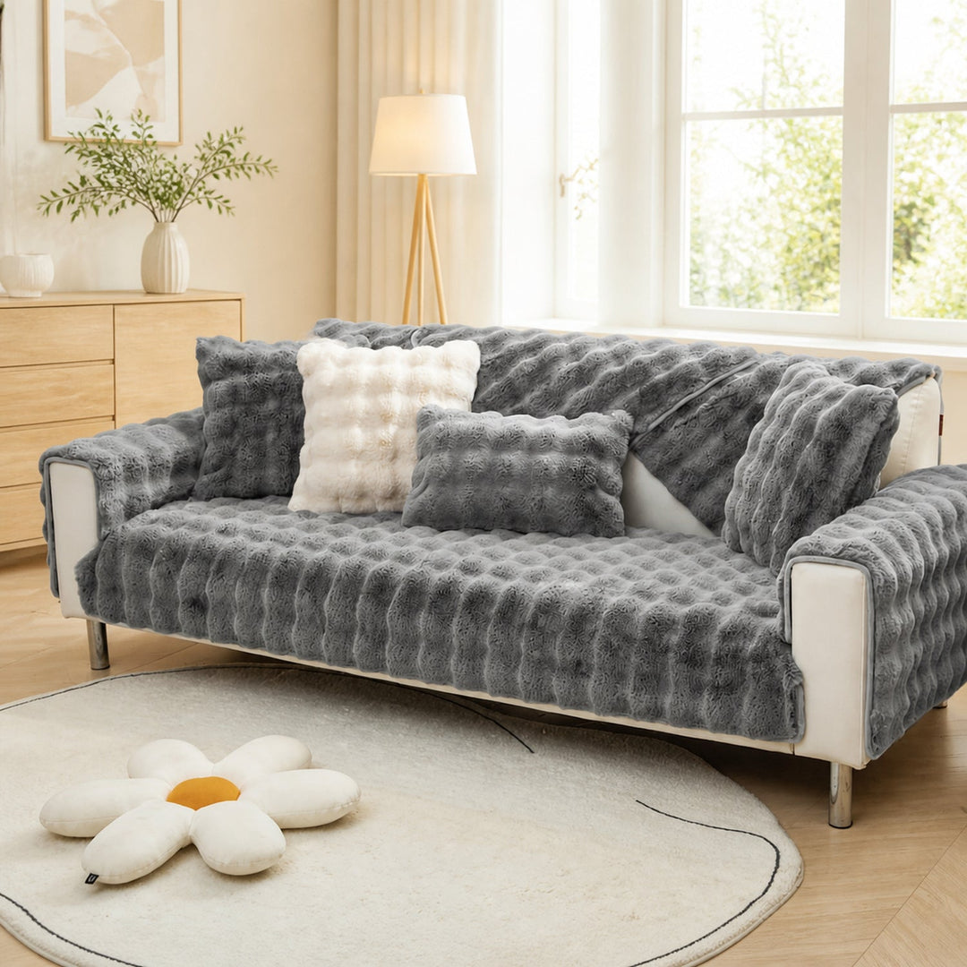 Plush Sofa Cover | Non-Slip Washable Furniture Protector