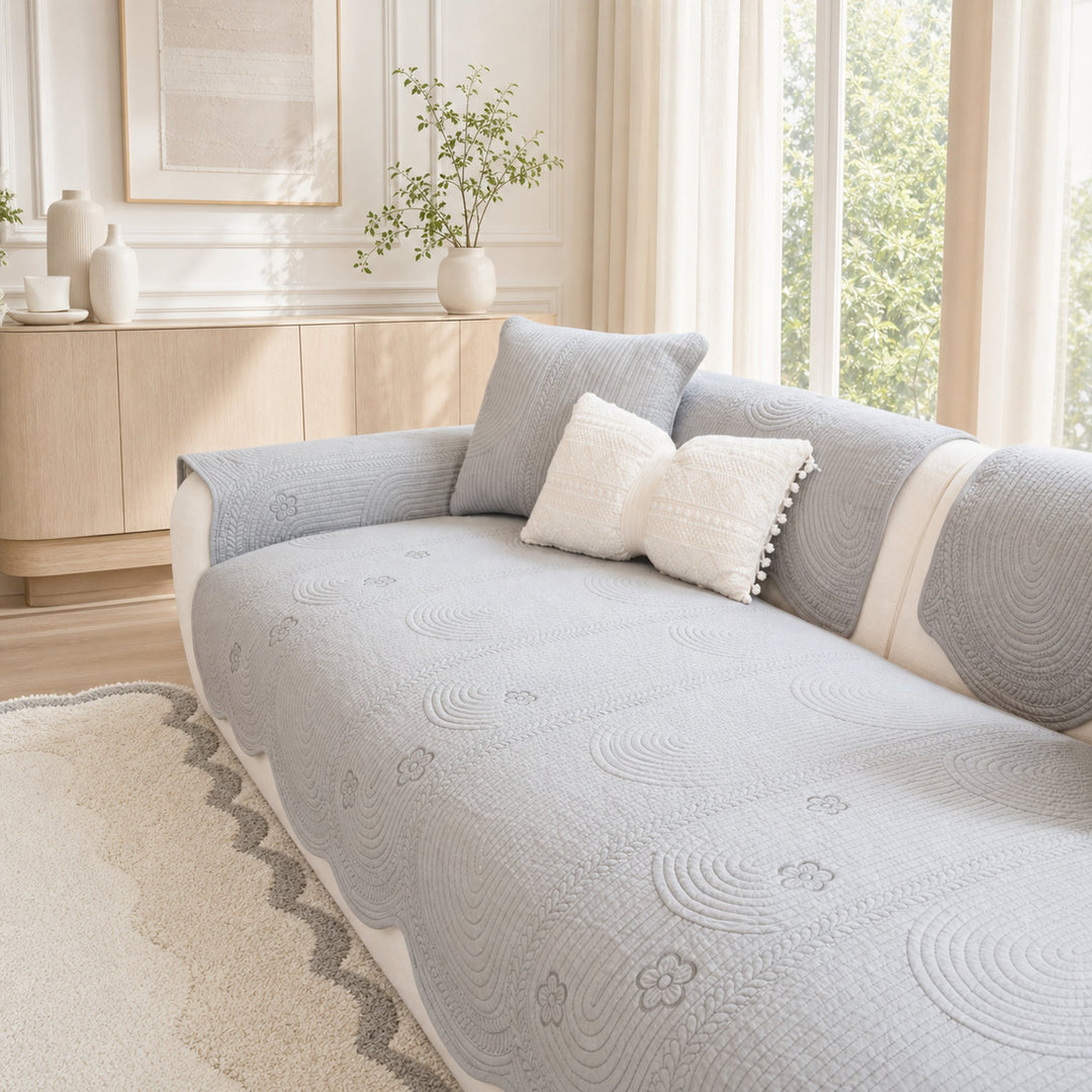 Floral Cotton Sofa Cover | Breathable Anti-Slip All-Season | Sofa Protector