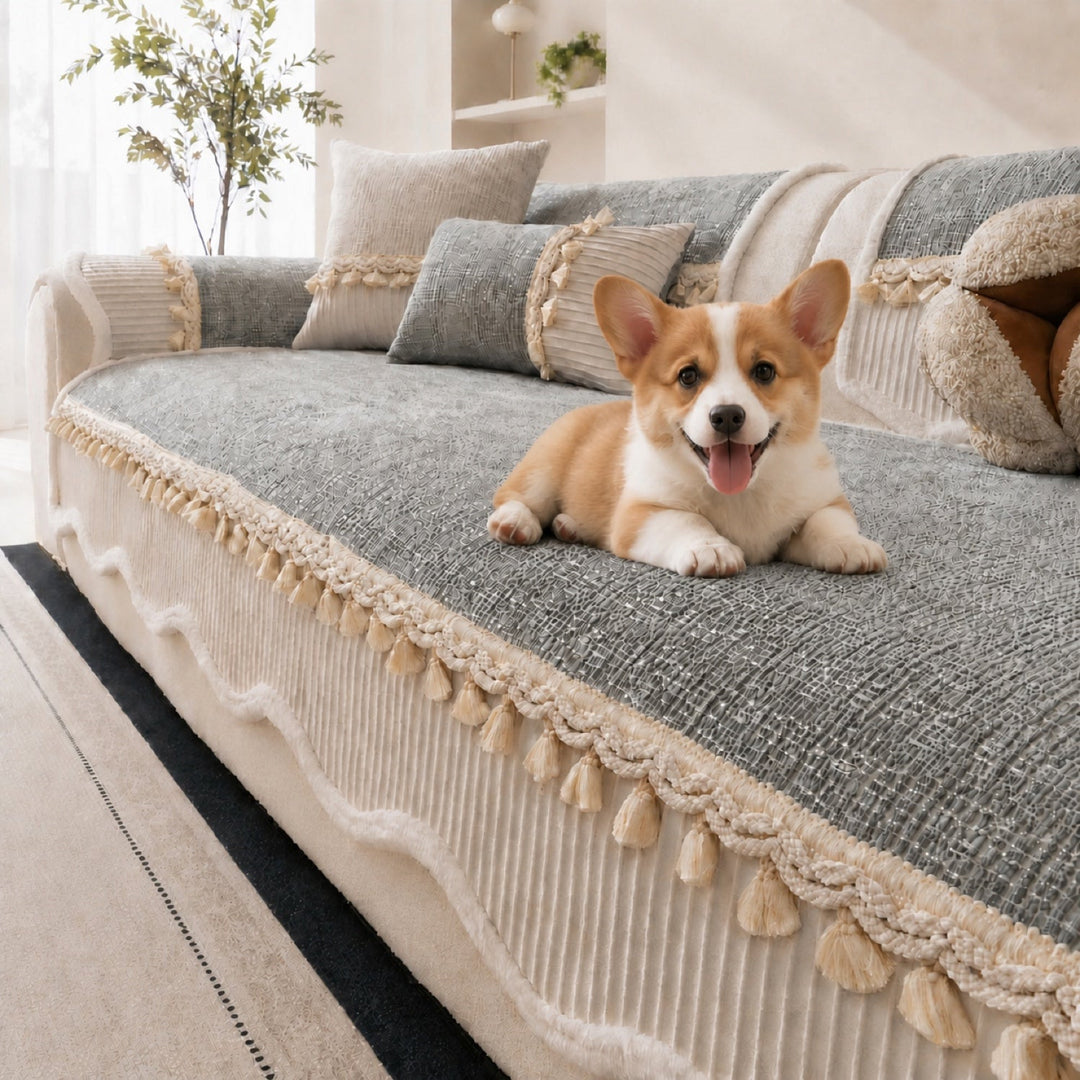 Tassel Weave Chenille Sofa Cover| Non-Slip Scratch-Resistant