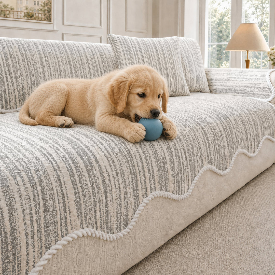 Wavy Cooling Sofa Cover | Breathable Anti-Scratch | Non-Slip Summer Fabric