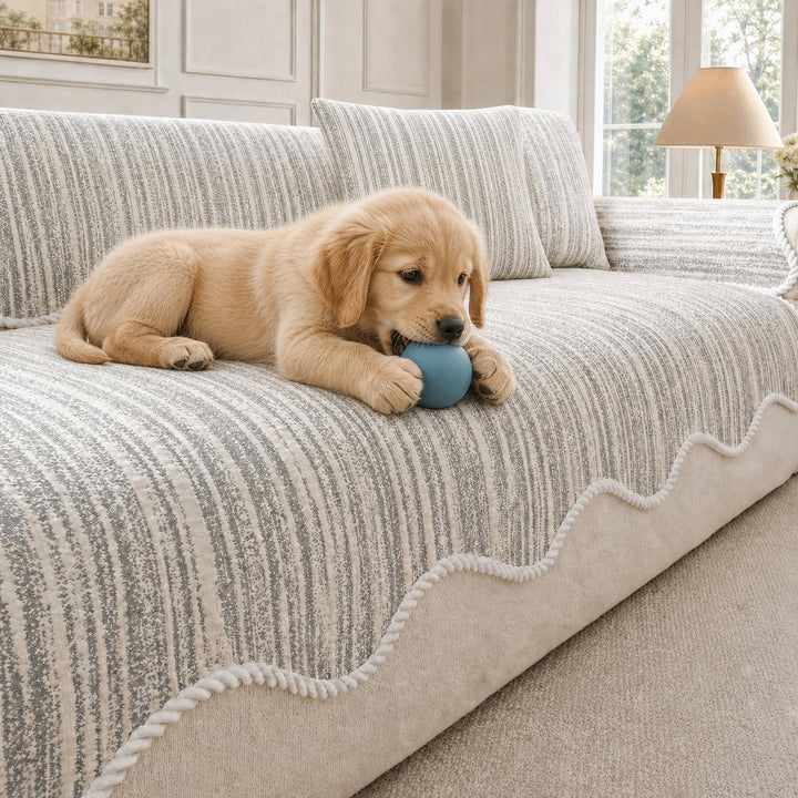 Wavy Cooling Sofa Cover | Breathable Anti-Scratch | Non-Slip Summer Fabric
