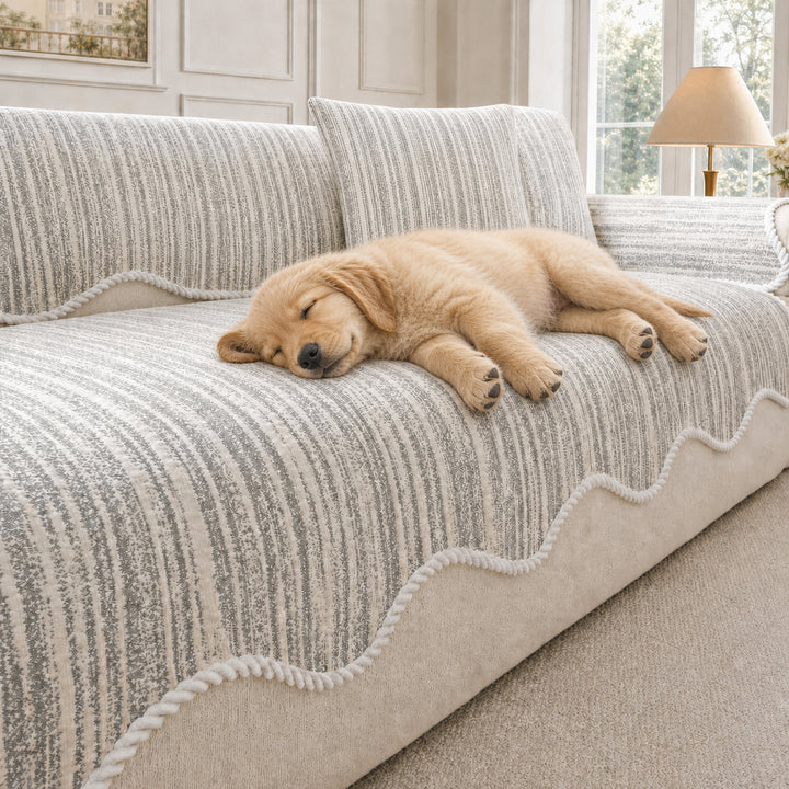 Wavy Cooling Sofa Cover | Breathable Anti-Scratch | Non-Slip Summer Fabric