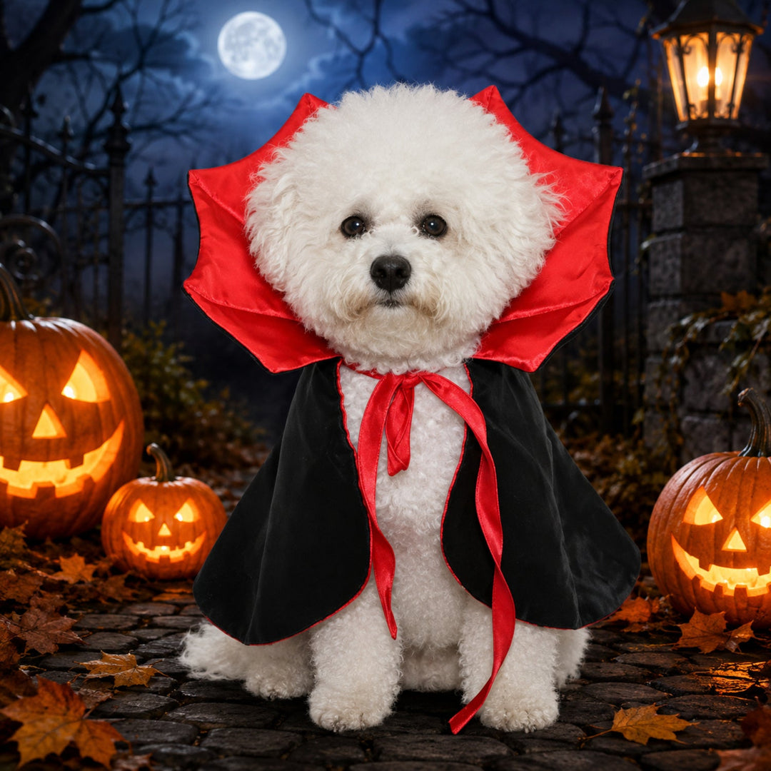 Vampire Cape Pet Costume | Adjustable Halloween Outfit for Dogs & Cats