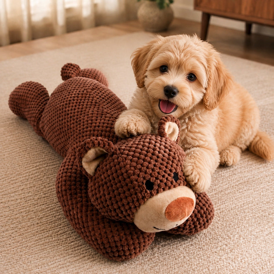 Teddy Bear Squeaky Pet Toy | Soft Plush Design for Dogs & Cats