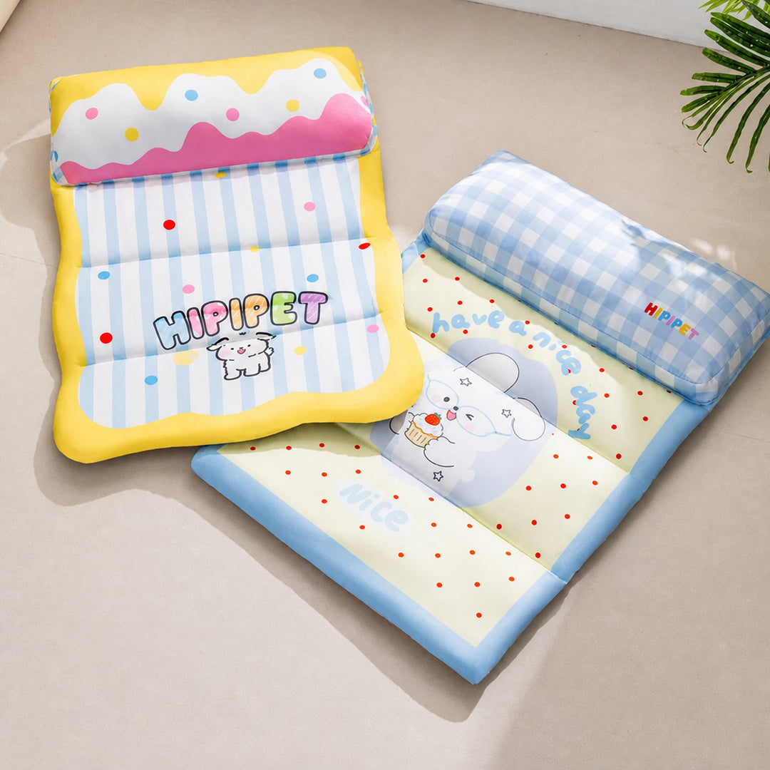 Dog Bed & Cat Bed | Foldable Cooling Pet Mat | Waterproof Twill & Support Pillow