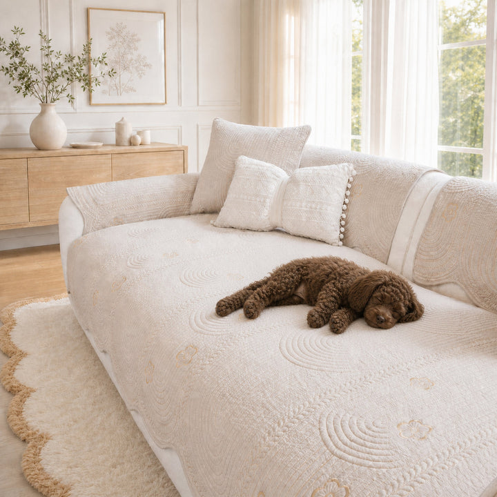 Floral Cotton Sofa Cover | Breathable Anti-Slip All-Season | Sofa Protector