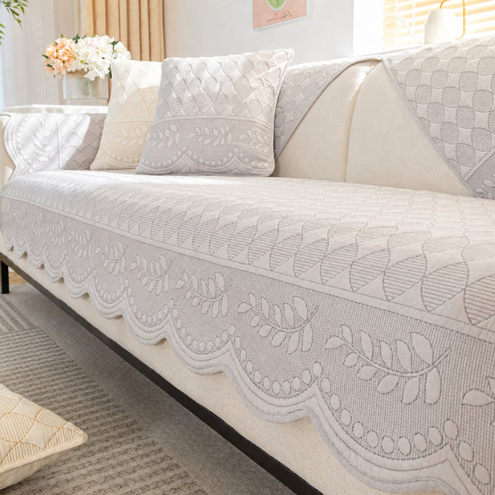 Willow Floral Cotton Sofa Protector | Quilted Non-Slip Washable Cover