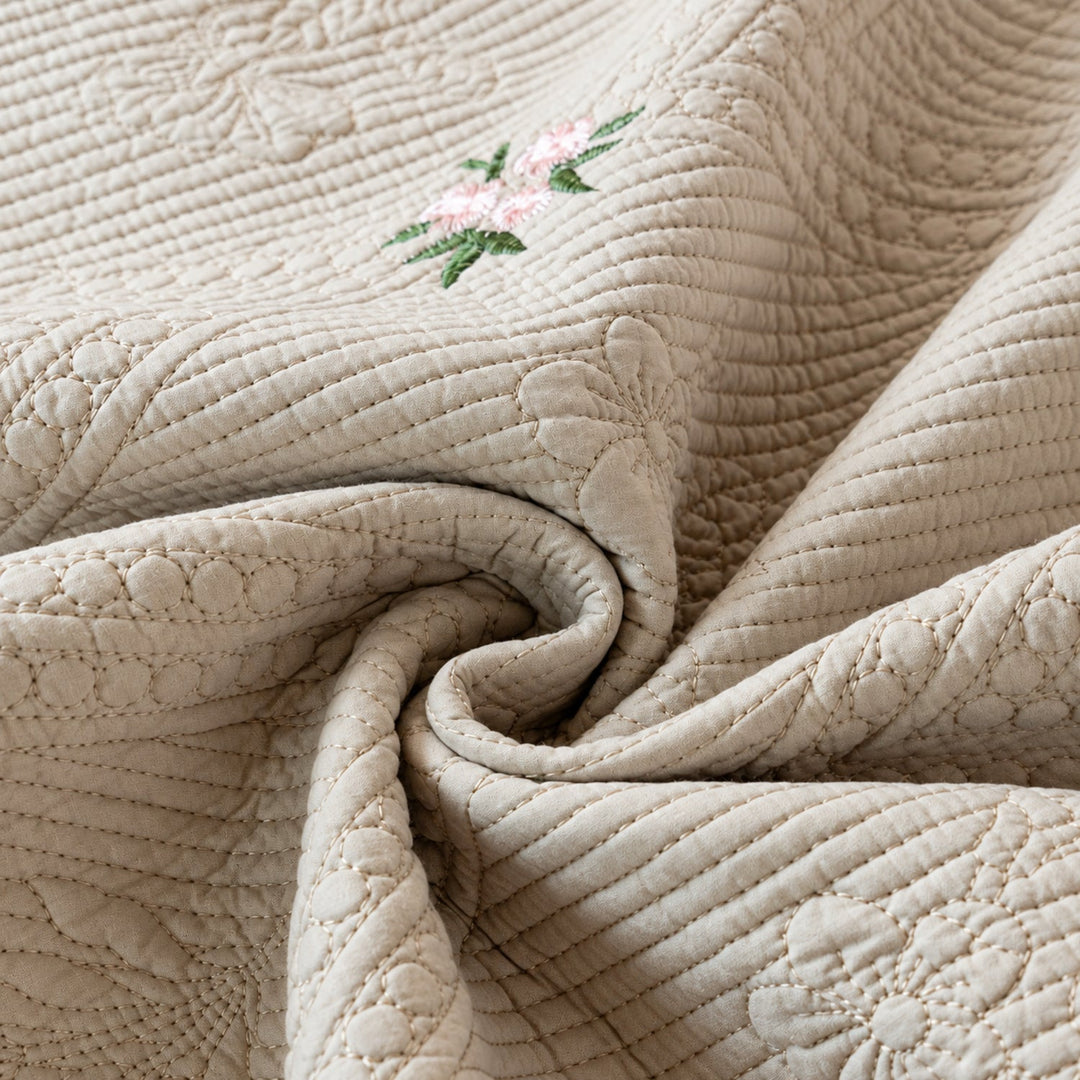 Dainty Sprig Cotton Sofa Cover | Embroidered, Non-Slip & Machine Washable