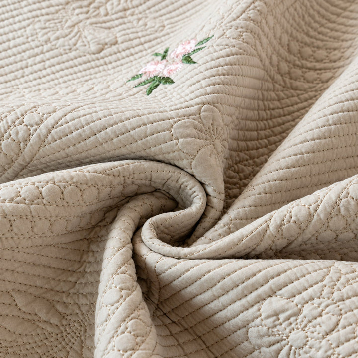 Dainty Sprig Cotton Sofa Cover | Embroidered, Non-Slip & Machine Washable