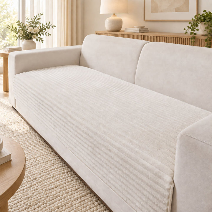 Furry Plush Sofa Protector | Soft Non-Slip Machine-Washable Cover for Pet Homes