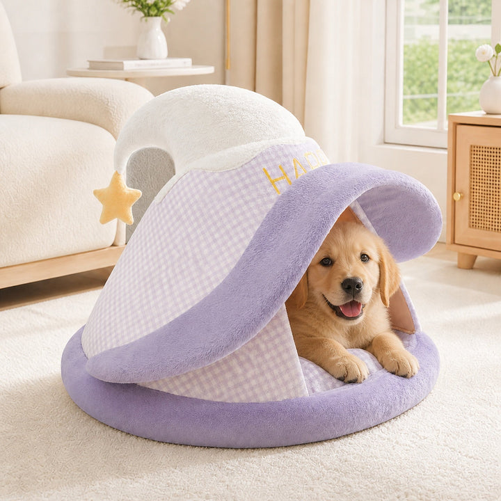 Dog Bed & Cat Bed | Witch Hat House | Soft Plush Hideaway with a Non-Slip Base