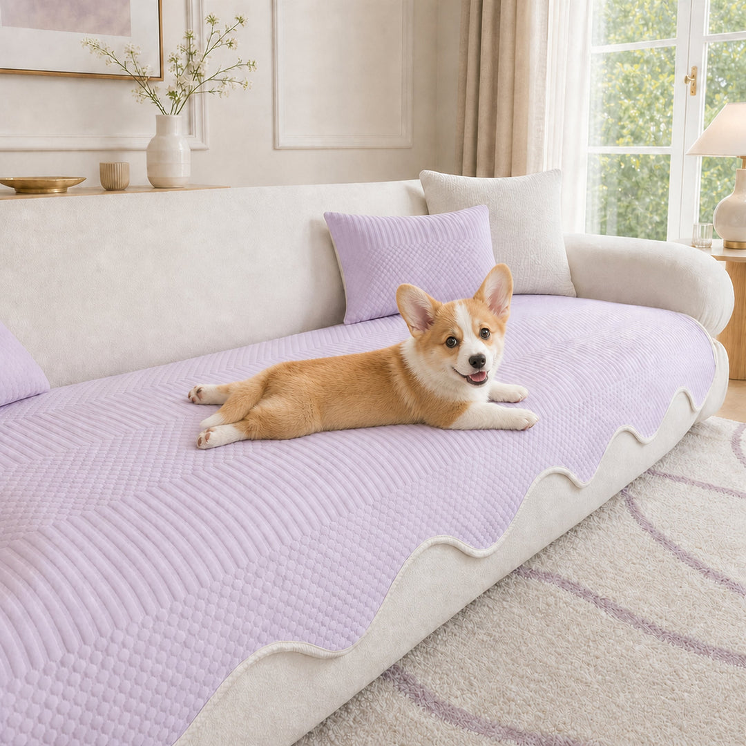 Wavy Cooling Sofa Cover | Breathable Fabric | Machine Washable | Anti-Slip Protector