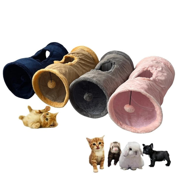 Collapsible Winter Suede Cat Tunnel