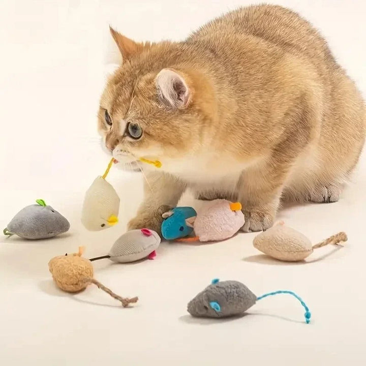 3/7 Piece Interactive Plush Rat Cat Toy