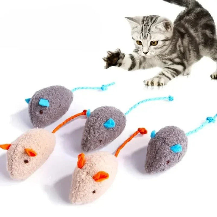 3/7 Piece Interactive Plush Rat Cat Toy