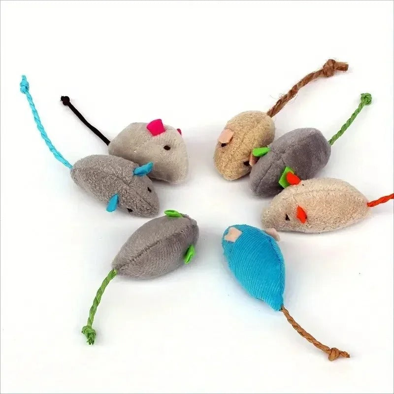 3/7 Piece Interactive Plush Rat Cat Toy