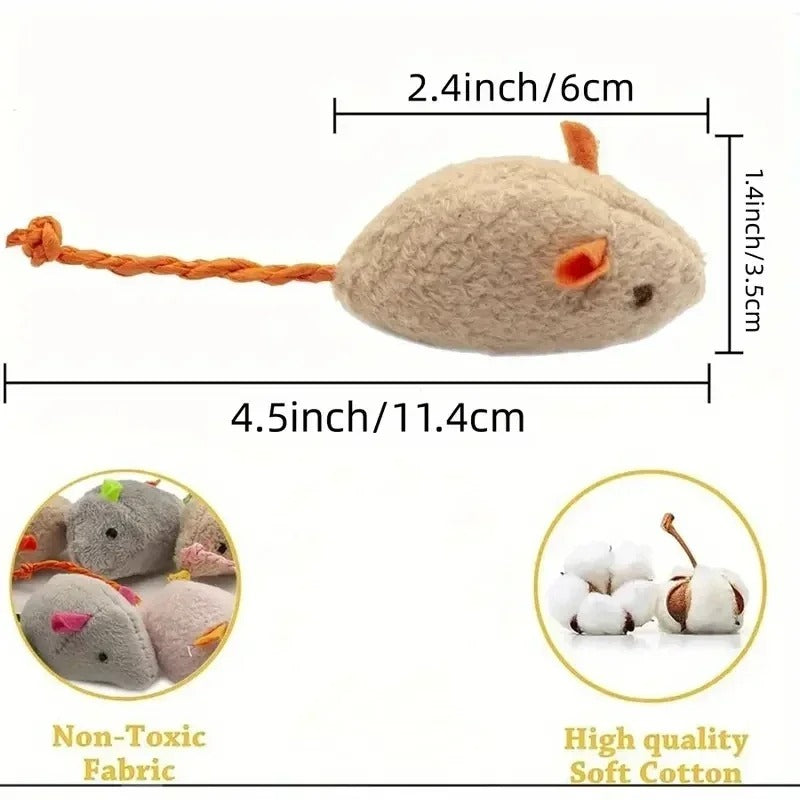 3/7 Piece Interactive Plush Rat Cat Toy