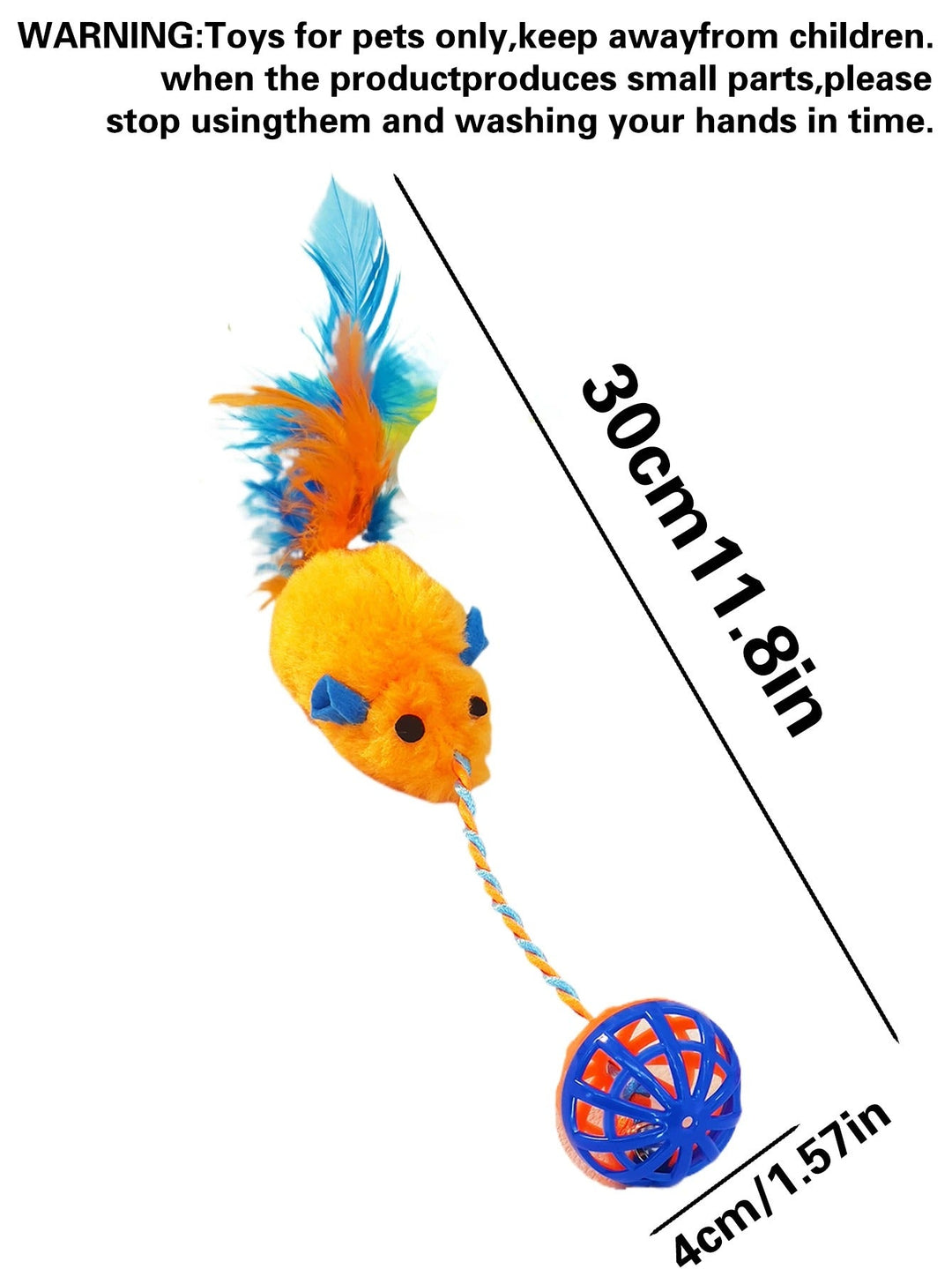 Stuffed Mouse with a String Sounding Bell Ball