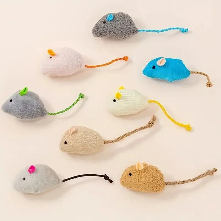3/7 Piece Interactive Plush Rat Cat Toy