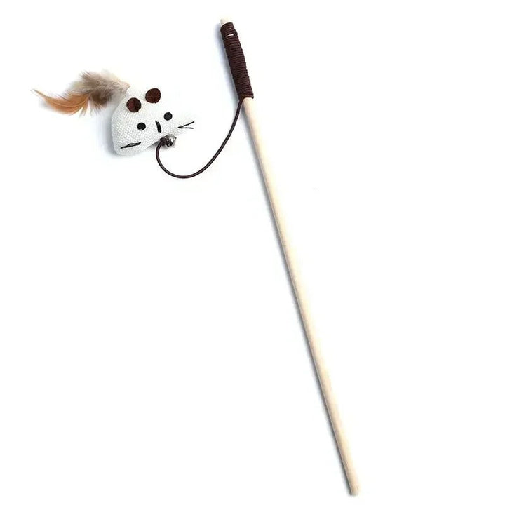 Colorful Wand Cat Toy with Wooden Handle