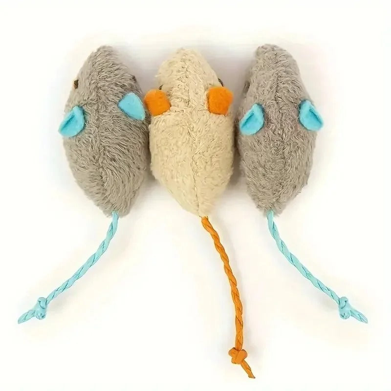 3/7 Piece Interactive Plush Rat Cat Toy