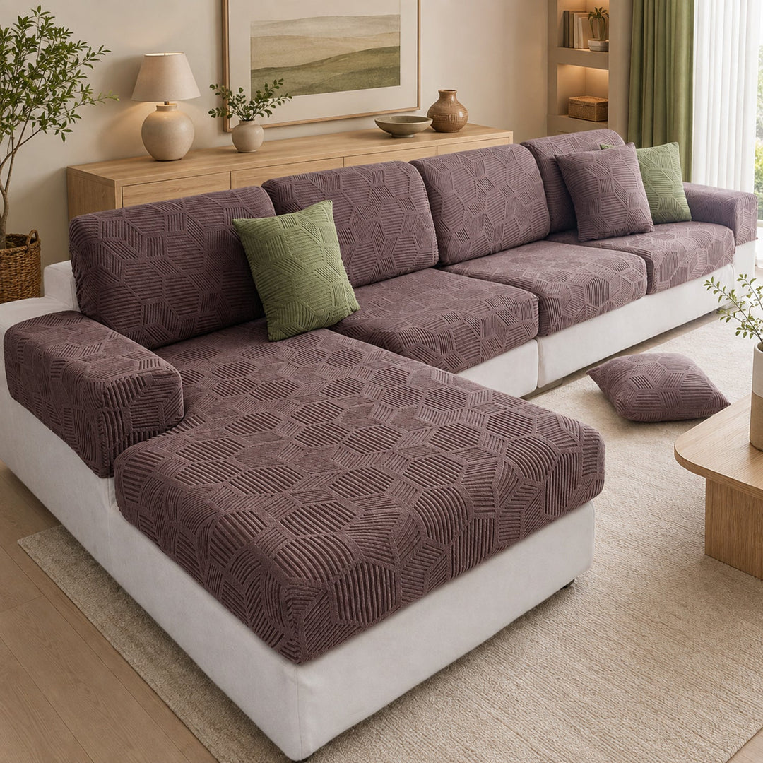 Honeycomb Stretch Sofa Protector | Water-Resistant Full-Coverage Cushion Cover