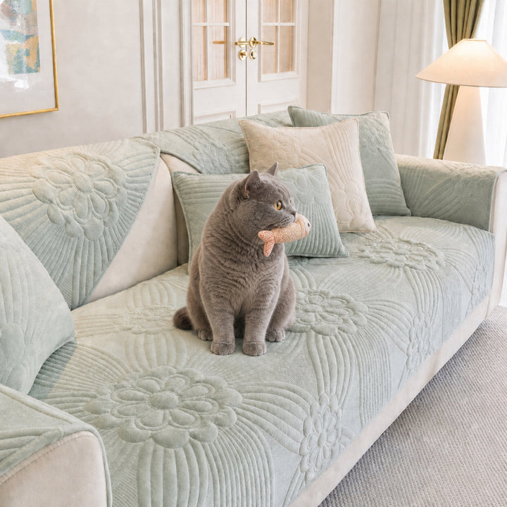 Blossom Quilted Sofa Cover | Thick Plush | Anti-Slip & Machine Washable