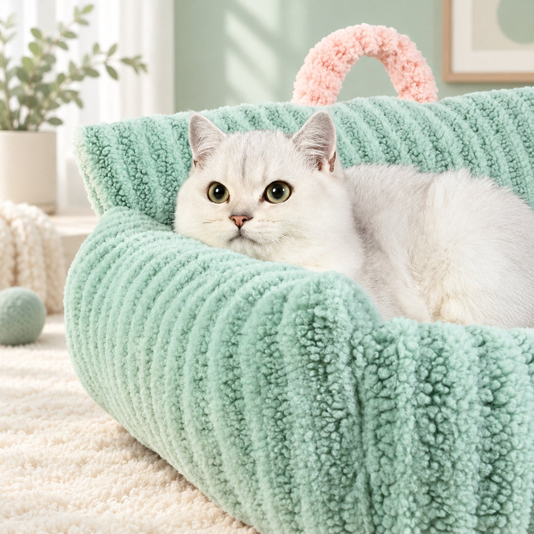 Dog Bed & Cat Bed | With Heart-Shaped Pillow | Soft Fleece, Padded Sides & Non-Slip Base