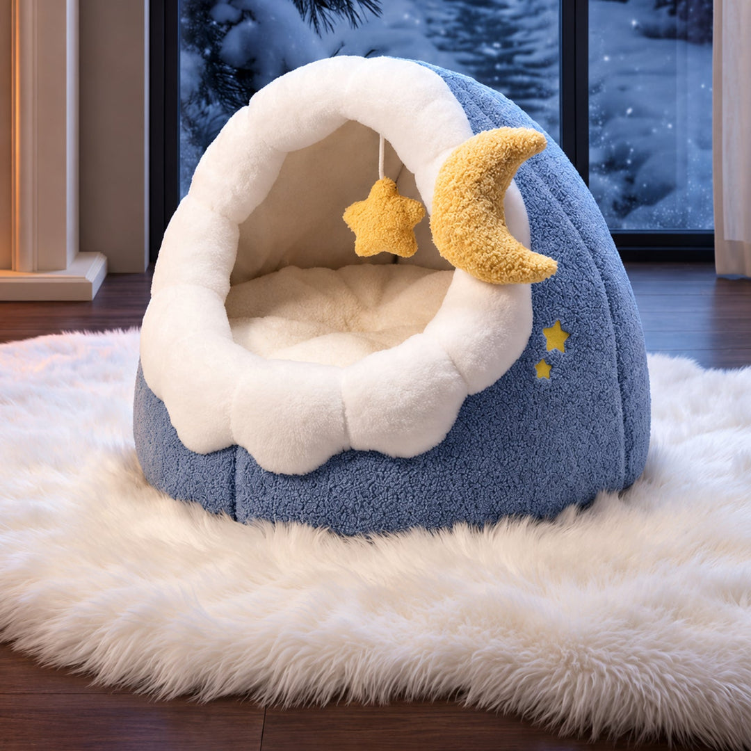 Dog Bed & Cat Bed | Moonlight Cave | Soft Plush, Washable Design & Non-Slip Base