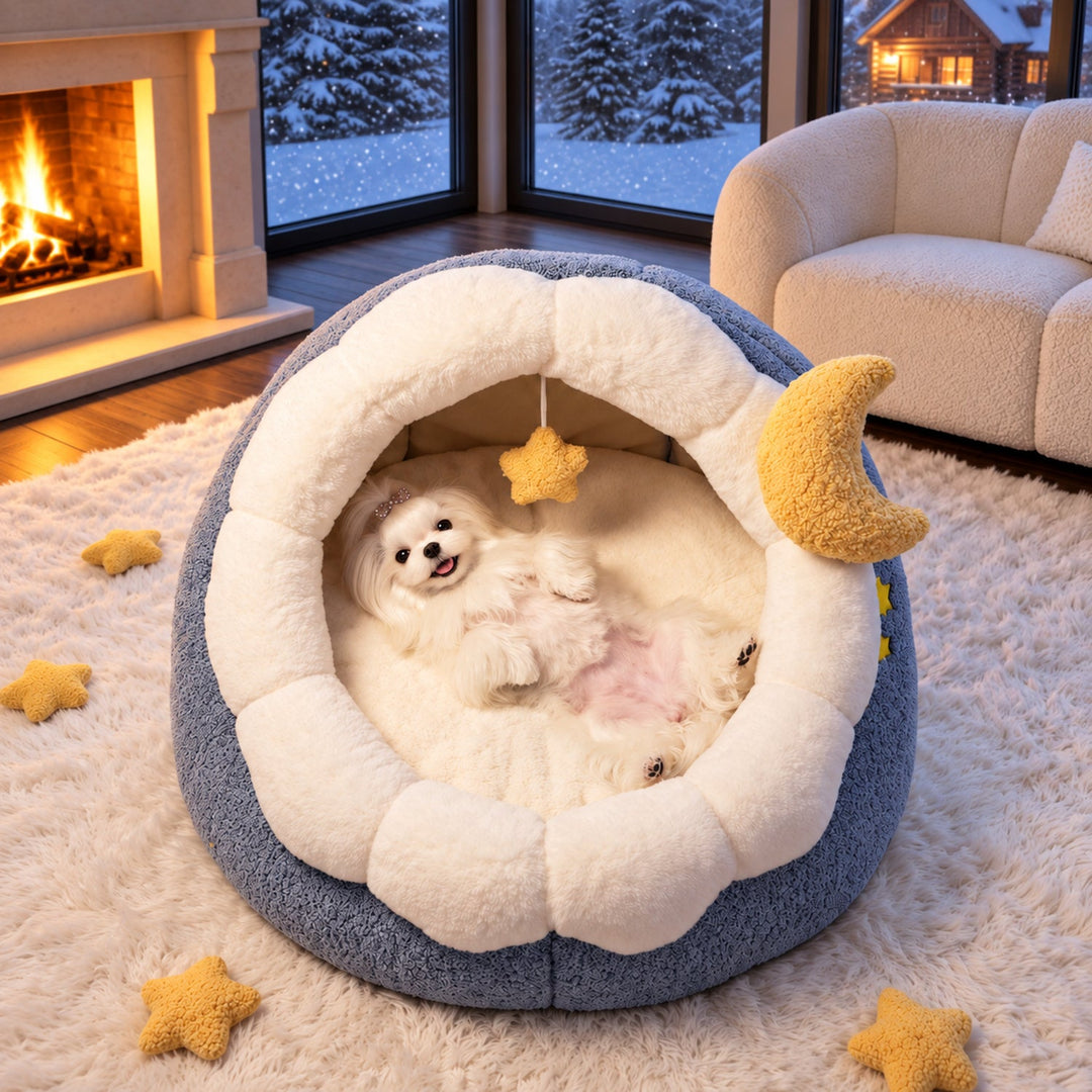 Dog Bed & Cat Bed | Moonlight Cave | Soft Plush, Washable Design & Non-Slip Base