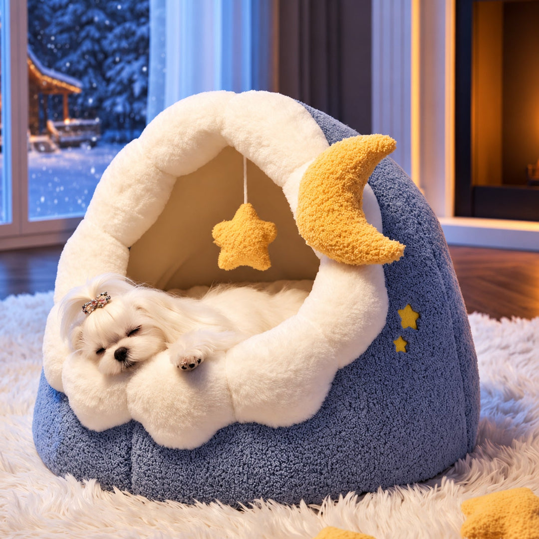 Dog Bed & Cat Bed | Moonlight Cave | Soft Plush, Washable Design & Non-Slip Base