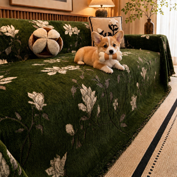 Magnolia Garden Chenille Sofa Throw | All-Season Sofa Protector