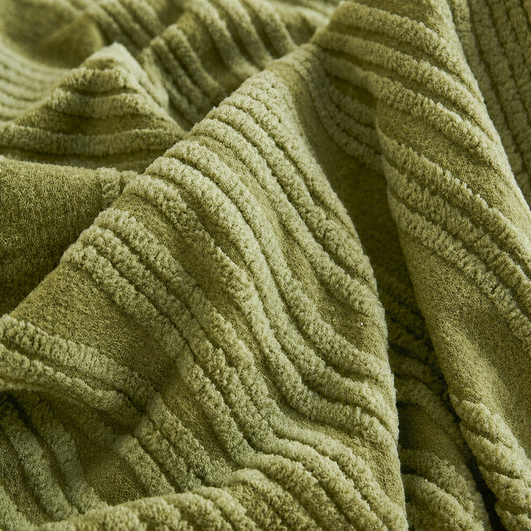 Ribbed Jacquard Stretch Sofa Protector | Knitted Fleece Full-Coverage Cover