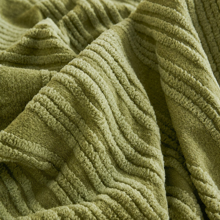 Ribbed Jacquard Stretch Sofa Protector | Knitted Fleece Full-Coverage Cover