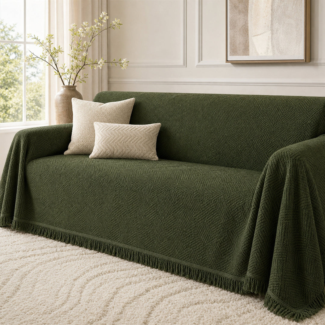 Linework Chenille Sofa Throw | Scratch-Resistant | Machine Washable | Sofa Protector