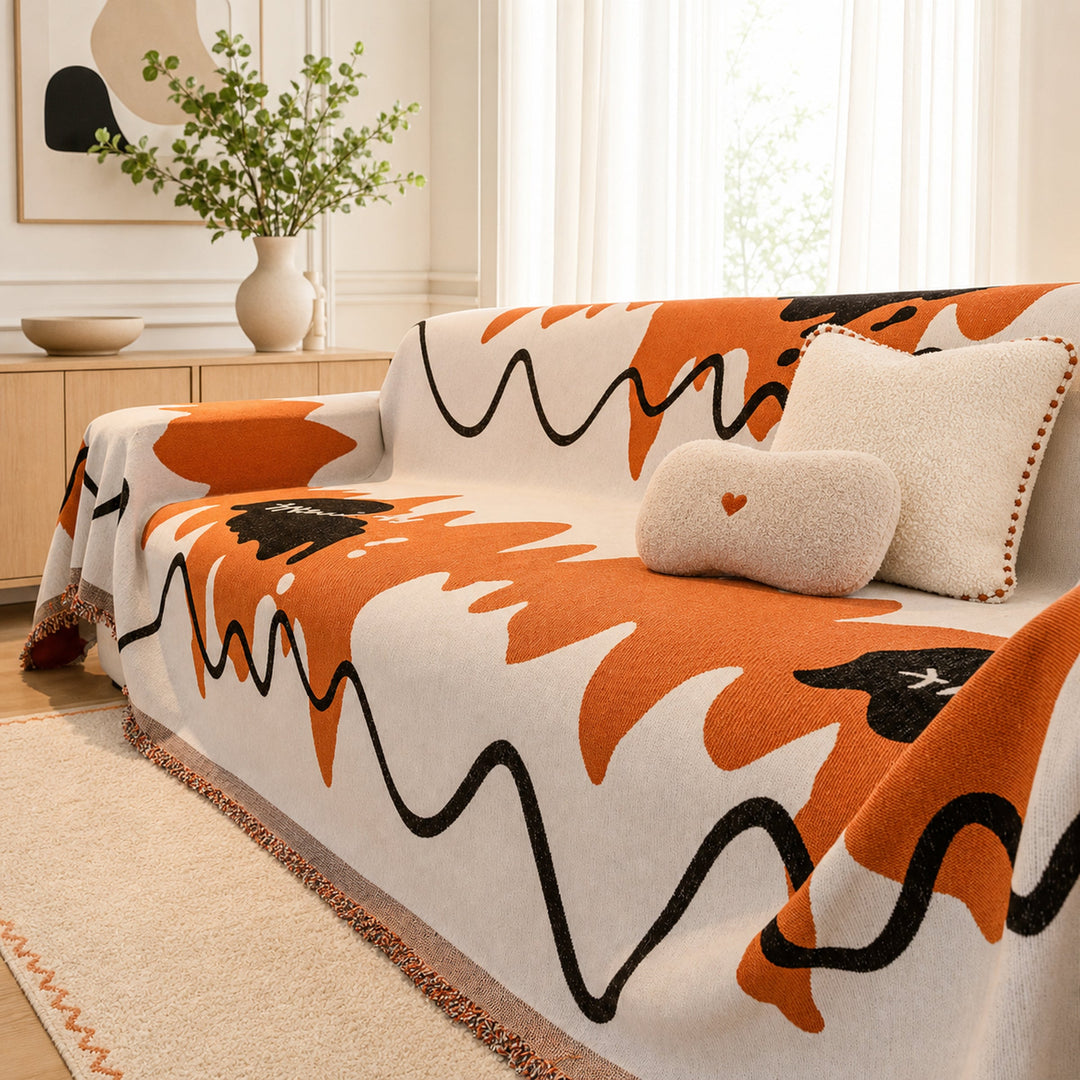 Wavy Chenille Sofa Throw | Scratch-Resistant Pet-Friendly | Sofa Cover