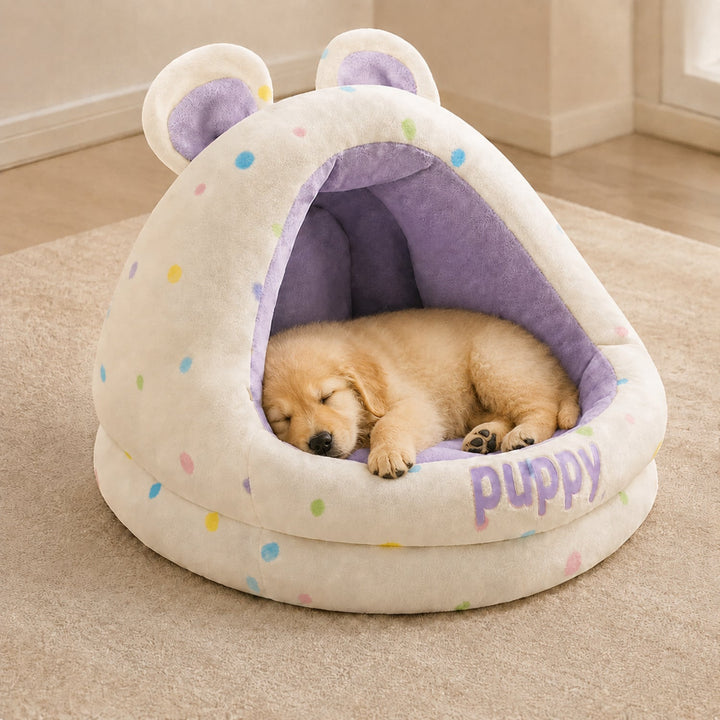 Dog Bed & Cat Bed | Puppy Pod House | Soft Plush & Removable Washable Cushion