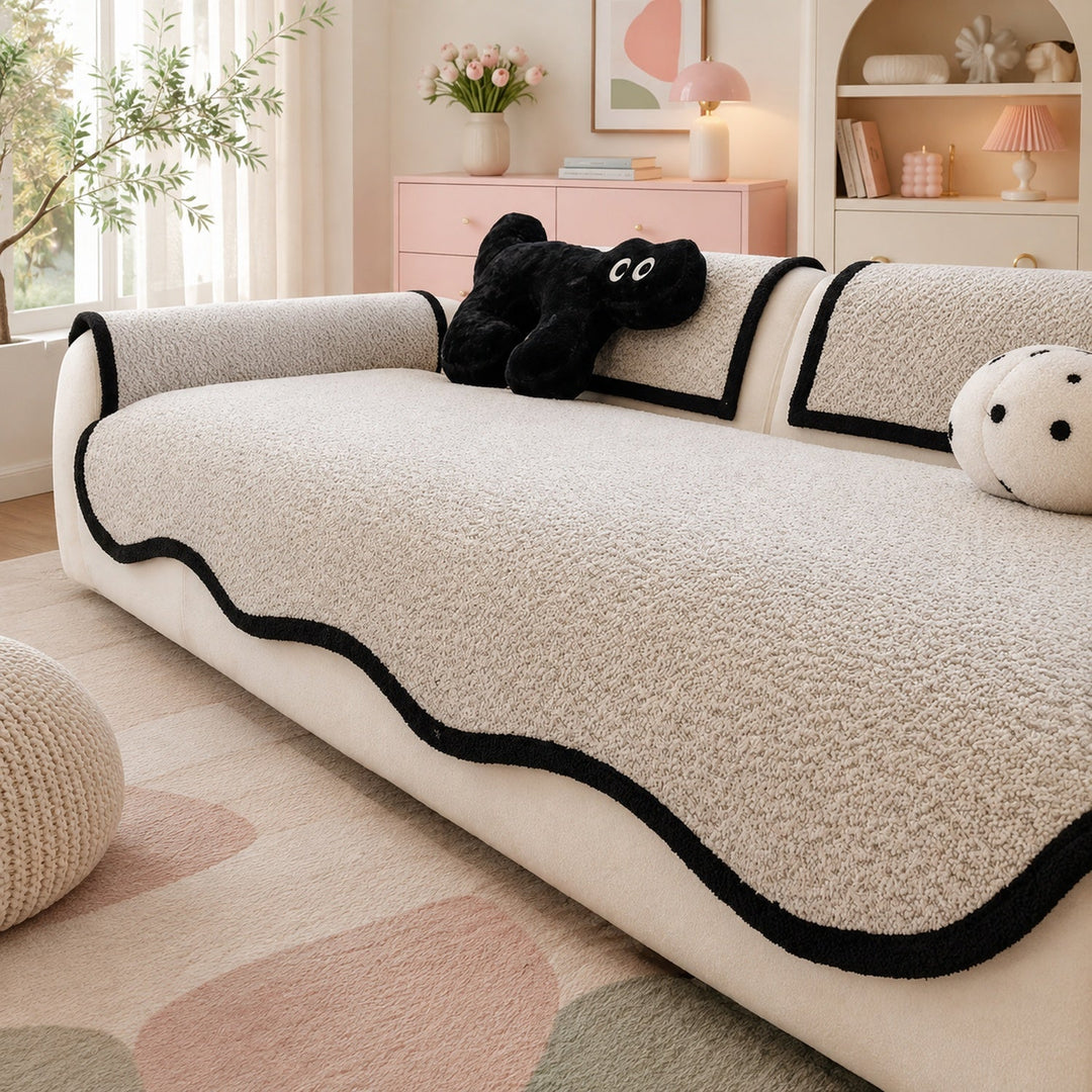 Cheeky Monster Chenille Sofa Protector | Water-Resistant Non-Slip Cover