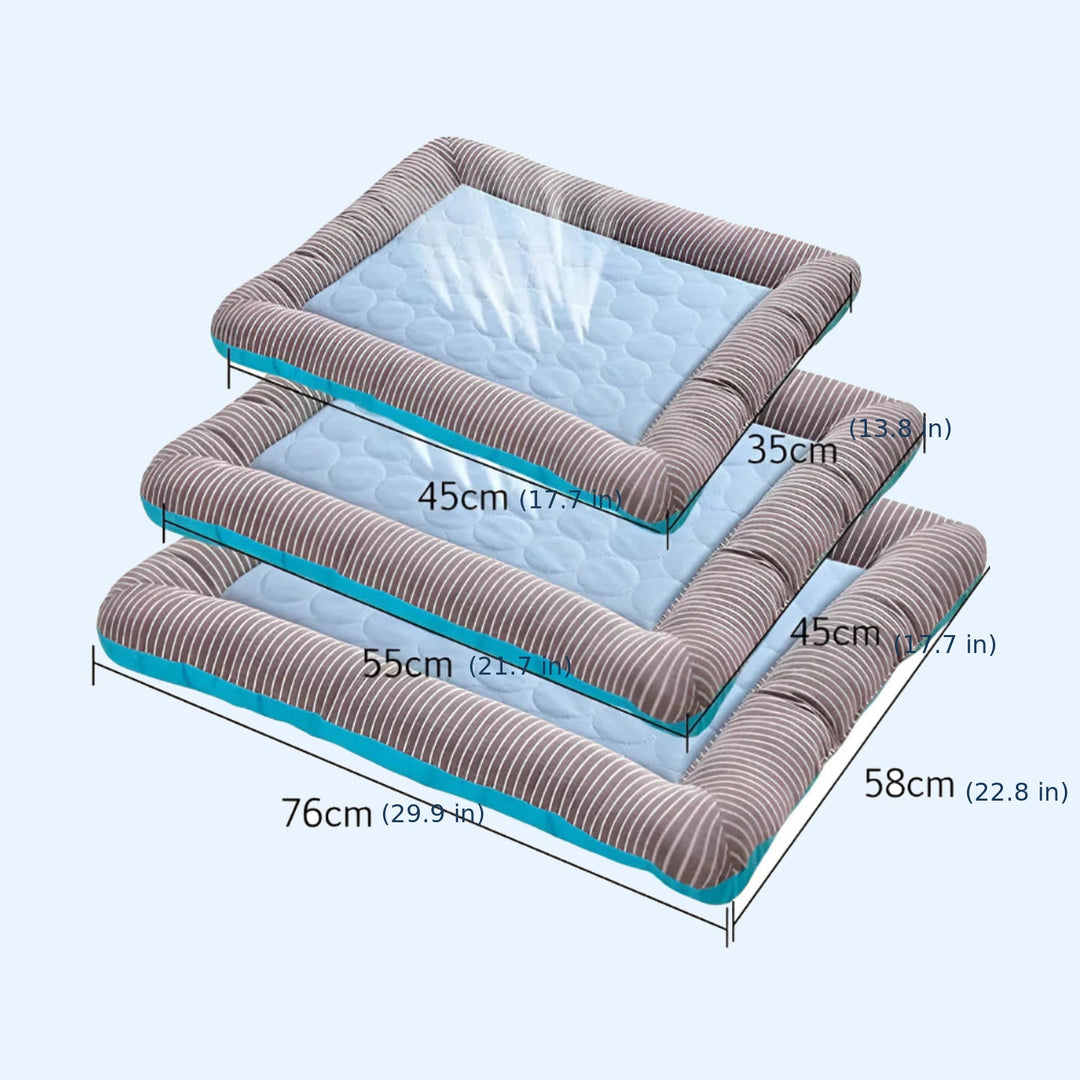 Cooling Dog Mat | Breathable Fabric Bed | Raised Sides | Summer Heat Relief