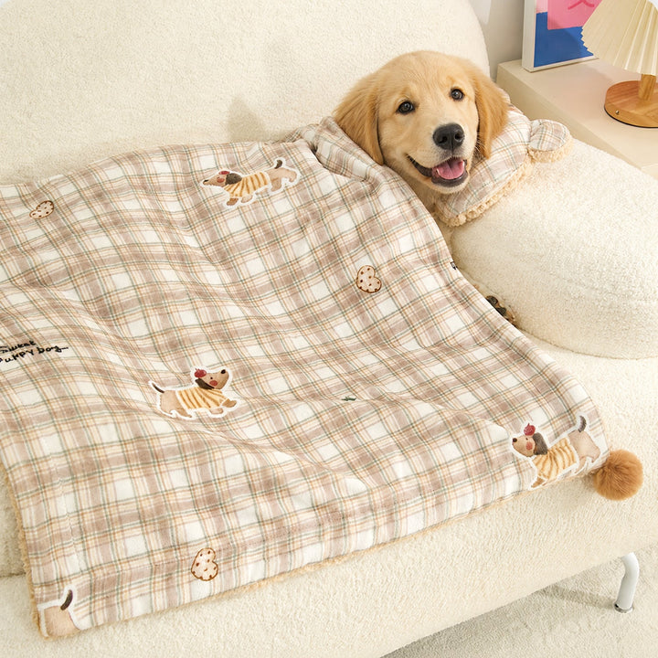 Dog Blanket & Cat Blanket | Reversible Plush with Pillow | Machine Washable